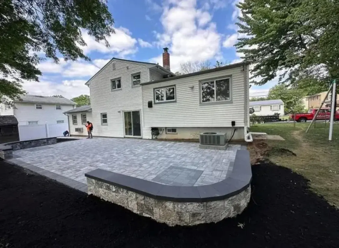 Backyard paver patio near Boston MA