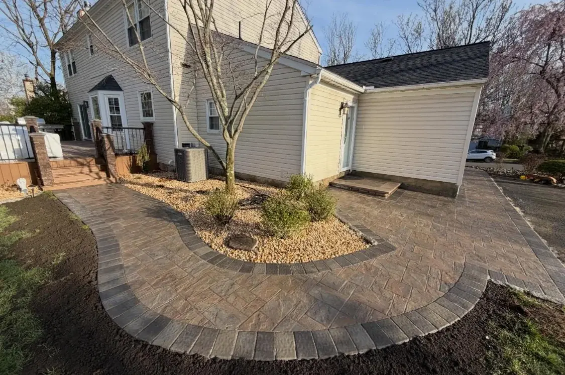 Curved paver walkway near Boston MA