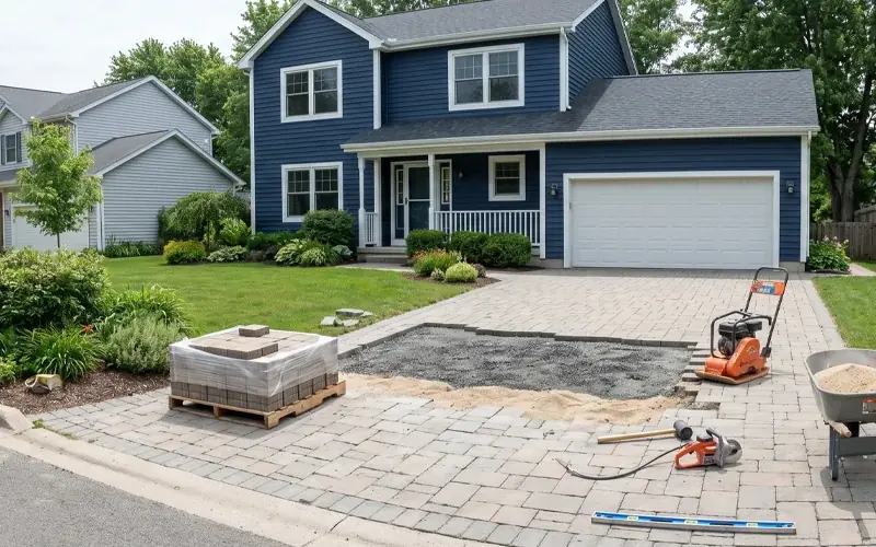 Paver driveway installation near Boston MA