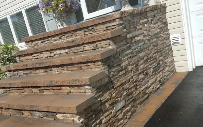 Stone step installation near Boston MA